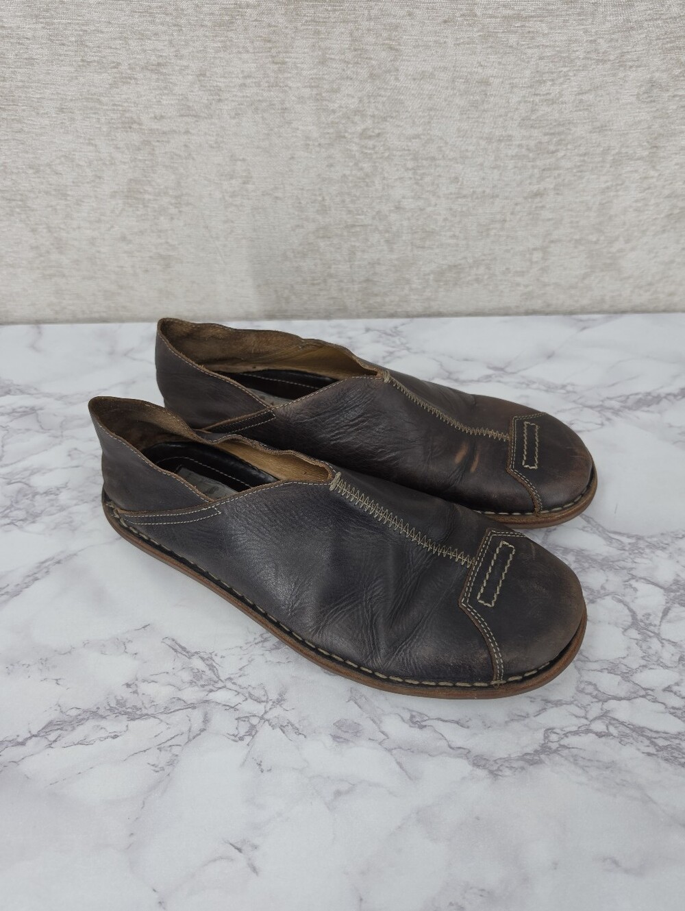Bata Italian Leather Loafers Vintage Dark Brown Flats